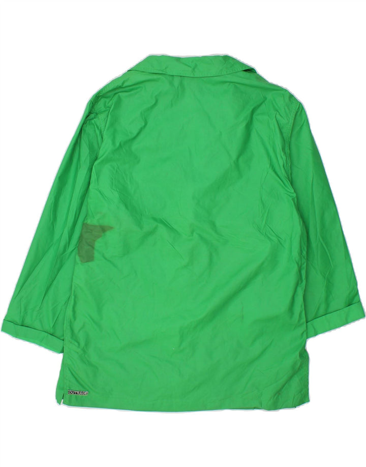 OUTRAGE Womens 3 Button Blazer Jacket UK 12 Medium  Green Polyamide Vintage Outrage and Second-Hand Outrage from Messina Hembry 