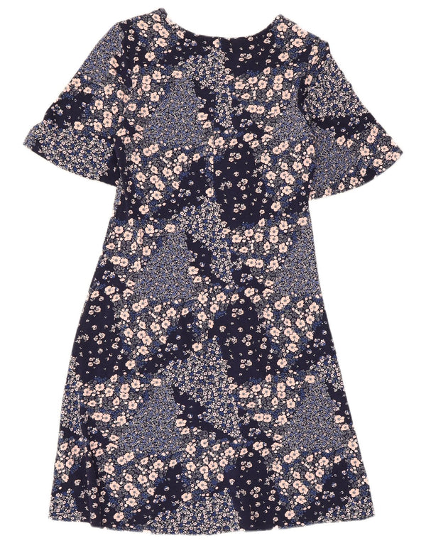 Marks & Spencer Womens A-Line Dress UK 8 Small Navy Blue Floral Viscose