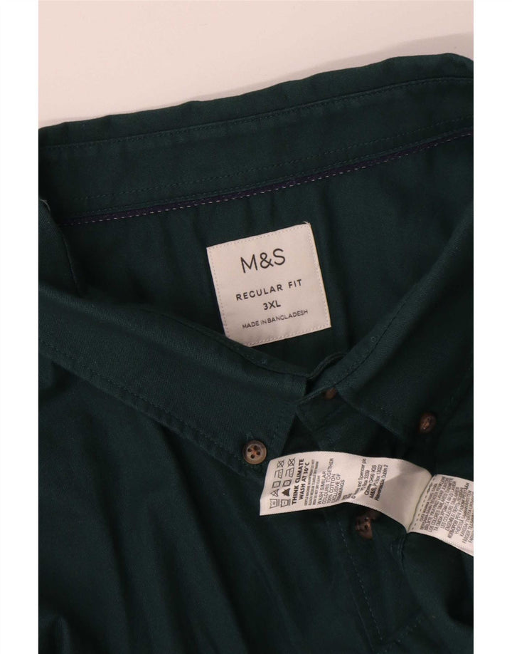 Marks & Spencer Mens Regular Fit Shirt 3XL Green Cotton