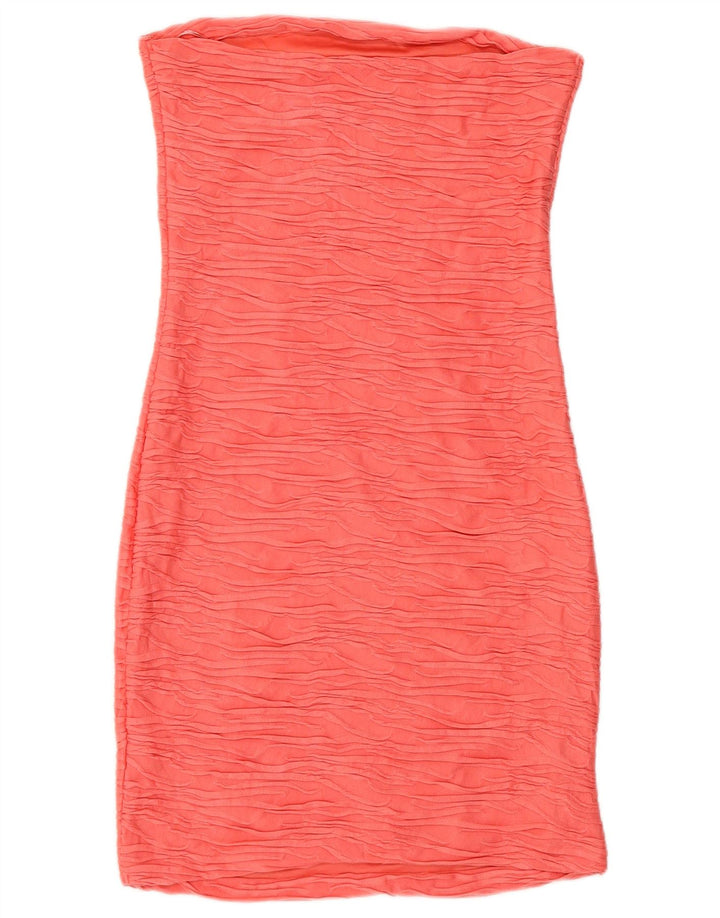 Zara Womens Strapless Bodycon Dress UK 14 Medium Pink Polyester