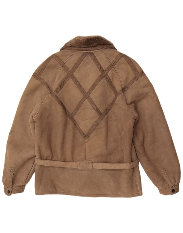 Vintage Dame Shearling Jacket UK 18 XL Grå