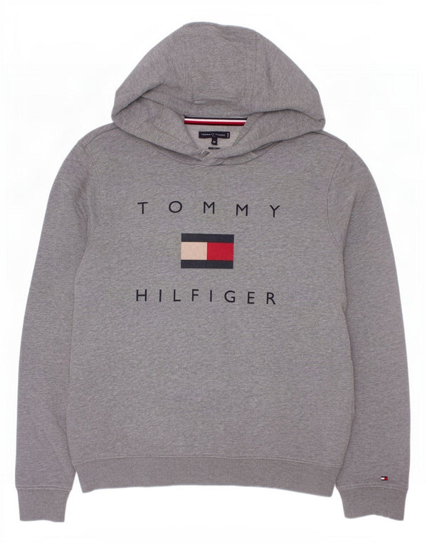 Tommy Hilfiger Kapuzenpullover mit Grafik für Jungen, 13–14 Jahre, grau gefleckte Baumwolle