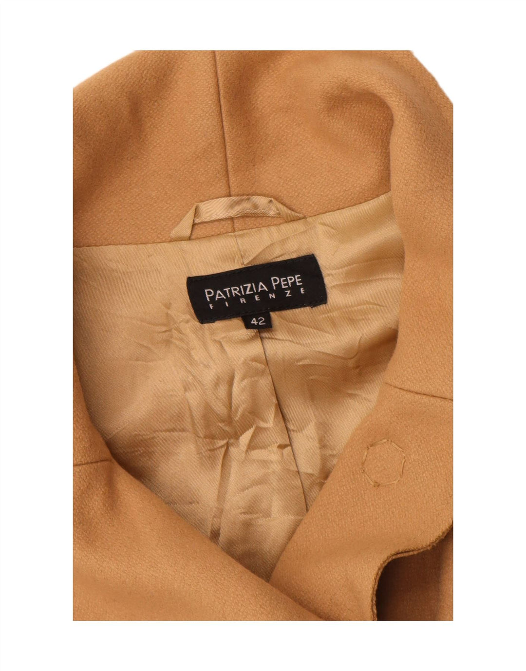 Patrizia Pepe Dame Overfrakke IT 42 Medium Beige Uld
