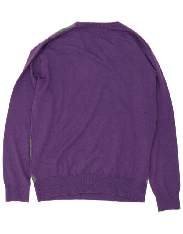 Ny Sensation Herre V-hals sweater Stor lilla Argyle/Diamond Wool