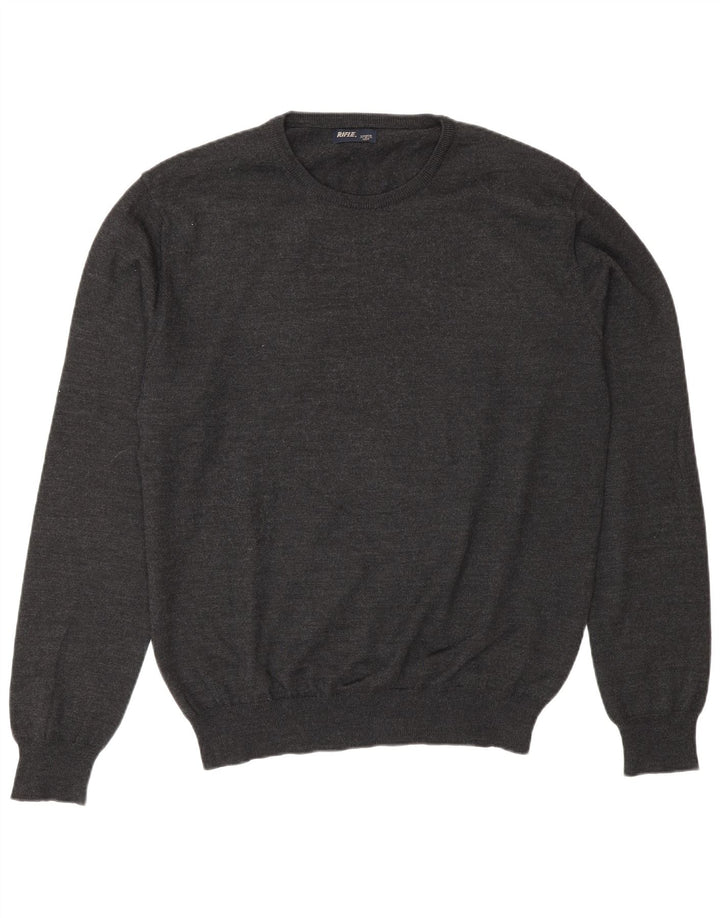 Rifle Mens Crew Neck Jumper Sweater 2XL Grey Acrylic