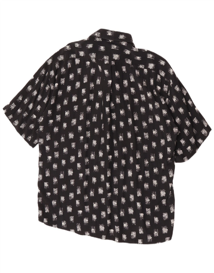 Tipo' S Mens Abstract Pattern Short Sleeve Shirt Large Black Viscose
