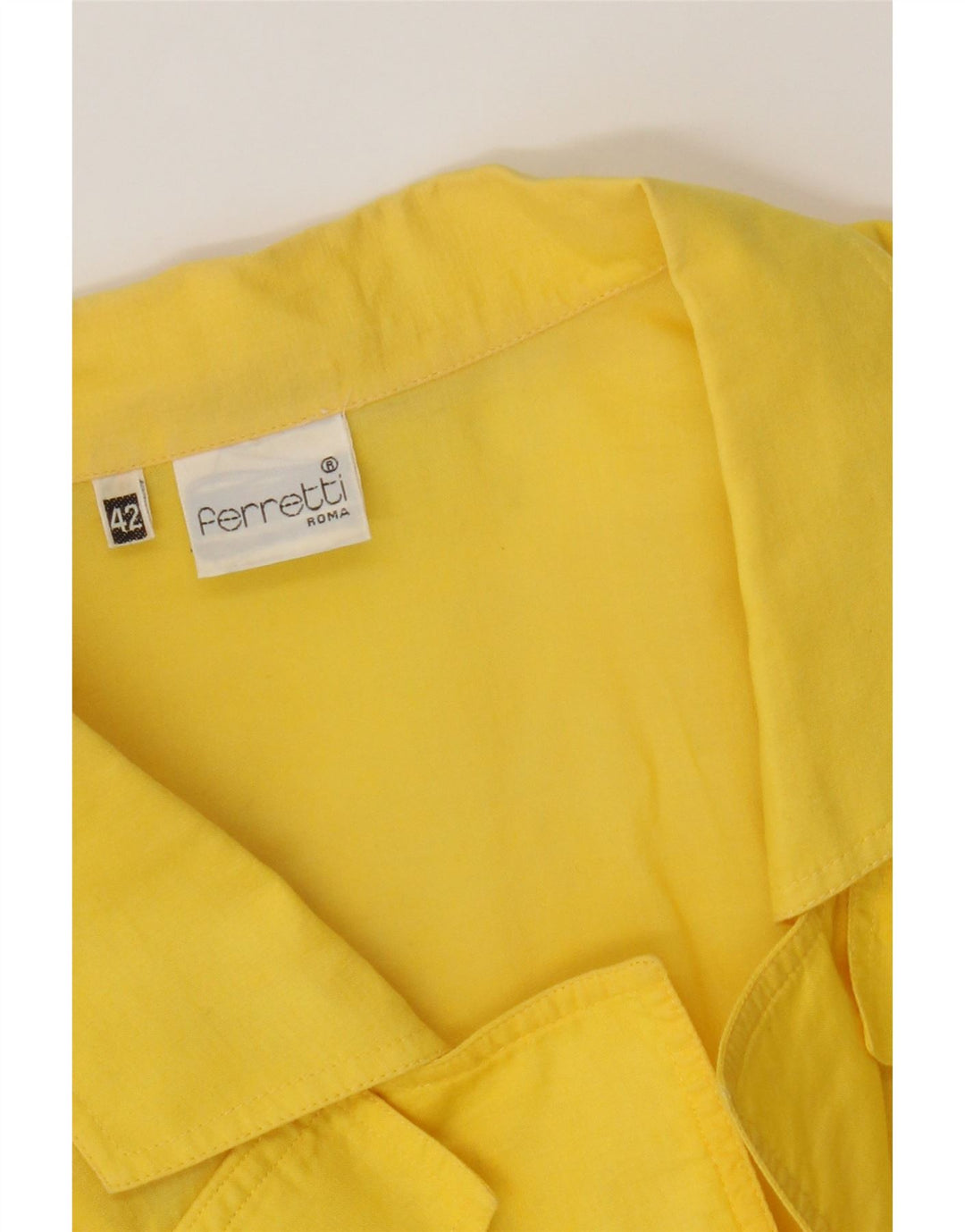 FERRETTI Womens Short Sleeve Shirt Blouse IT 42 Medium Yellow Spotted Vintage Ferretti and Second-Hand Ferretti from Messina Hembry 
