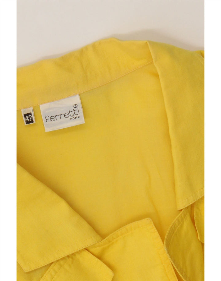 FERRETTI Womens Short Sleeve Shirt Blouse IT 42 Medium Yellow Spotted Vintage Ferretti and Second-Hand Ferretti from Messina Hembry 