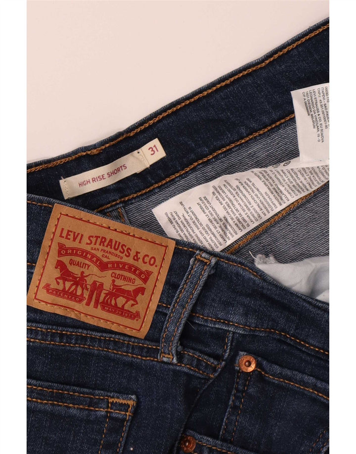 Pantaloncini di jeans a vita alta da donna Levi's W31 cotone blu medio