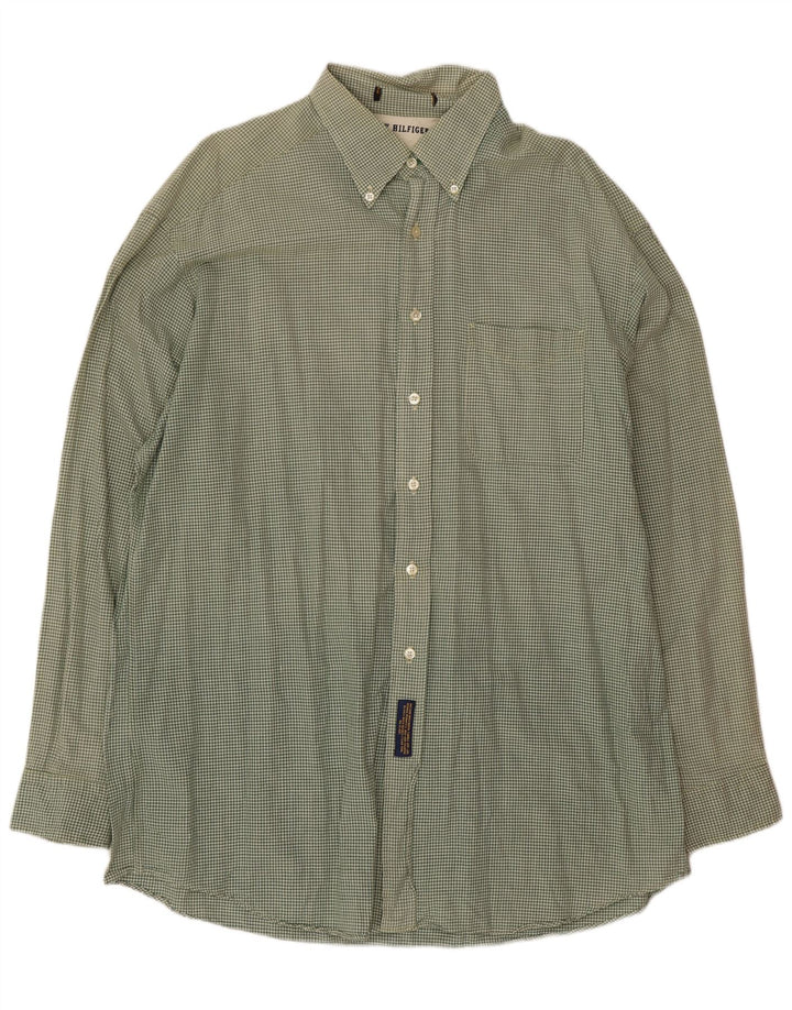 Tommy Hilfiger Mens Flannel Shirt XL Green Gingham