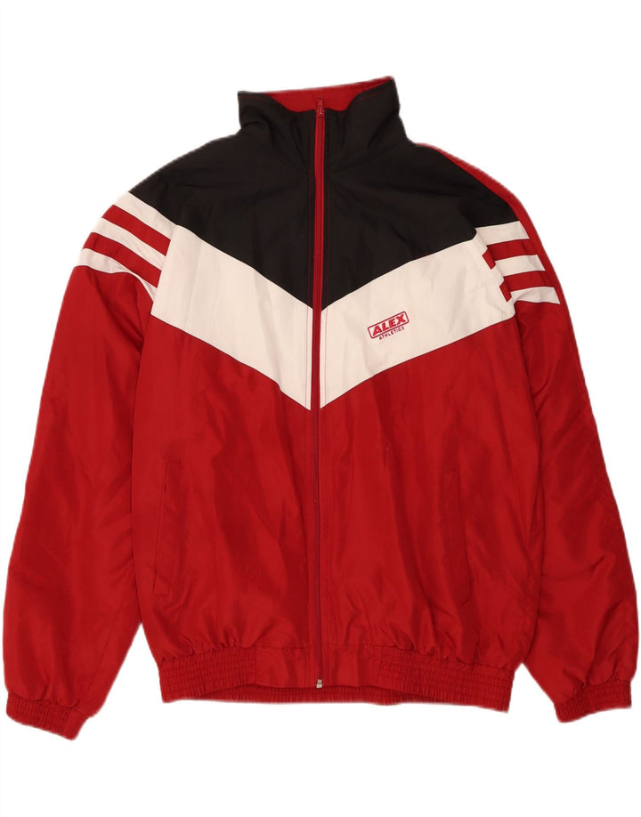 ALEX ATHLETICS  Mens Tracksuit Top Jacket Large Red Colourblock Polyester Vintage Alex Athletics and Second-Hand Alex Athletics from Messina Hembry 