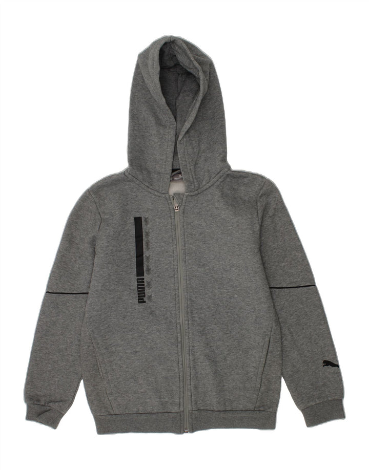 PUMA Boys Graphic Zip Hoodie Sweater 11-12 Years Grey Vintage Puma and Second-Hand Puma from Messina Hembry 