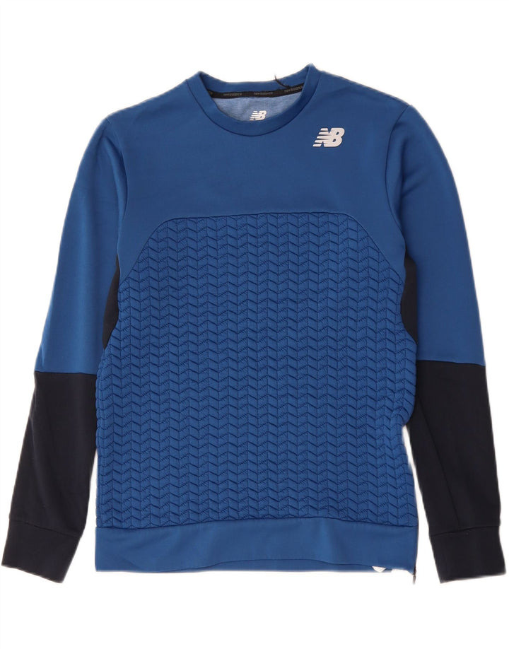 NEW BALANCE Mens Sweatshirt Jumper Small Blue Colourblock Polyester