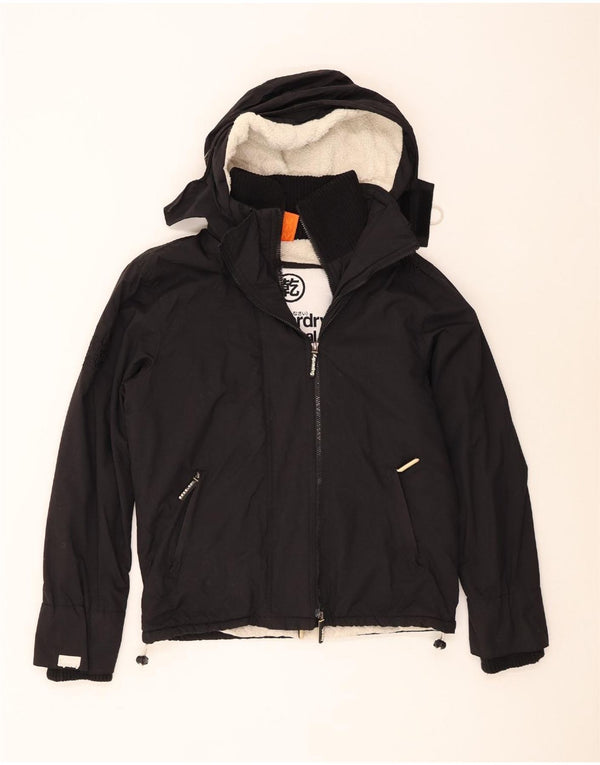 Superdry Herren Windcheater Kapuzen-Windbreakerjacke UK 40 Large Schwarz Nylon