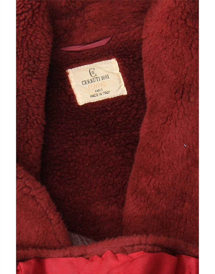 Cerruti 1881 Womens Overcoat UK 14 Medium Burgundy Check