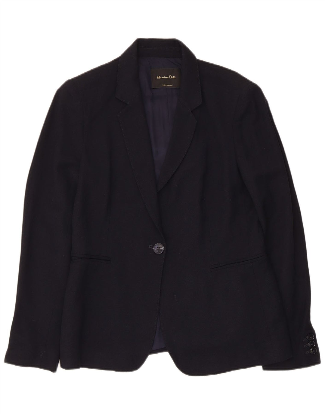 Massimo Dutti Dame 1 Knap Blazer Jakke EU 40 Medium Navy Blue Viscose