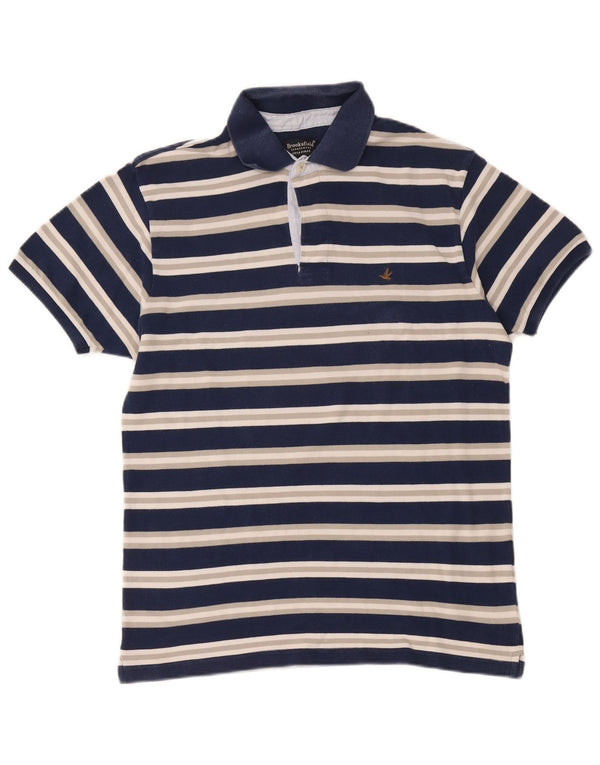 Polo da uomo Brooksfield IT 52 Large in cotone a righe blu navy
