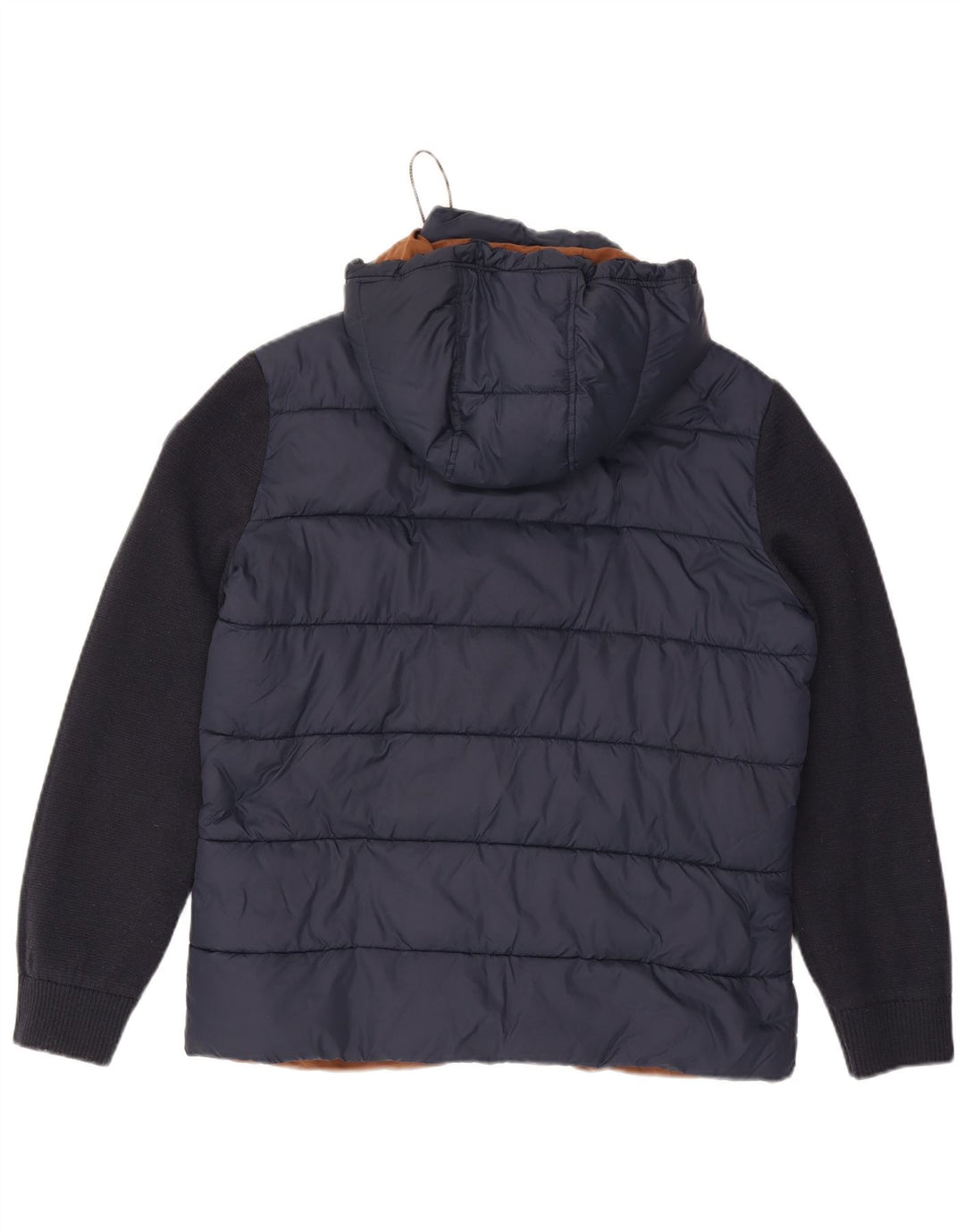 Fynch Hatton Mens Hooded Padded Jacket UK 38 Medium Navy Blue Colourblock