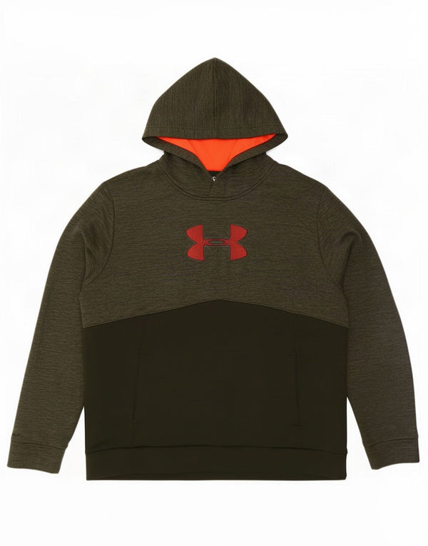 Under Armour Mens Graphic Hoodie Jumper 2XL Khaki Flecked