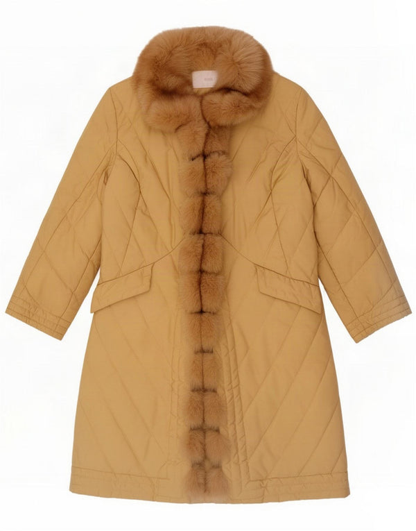 Ermanno Scervino Womens Quilted Jacket IT 46 Large Yellow Nylon