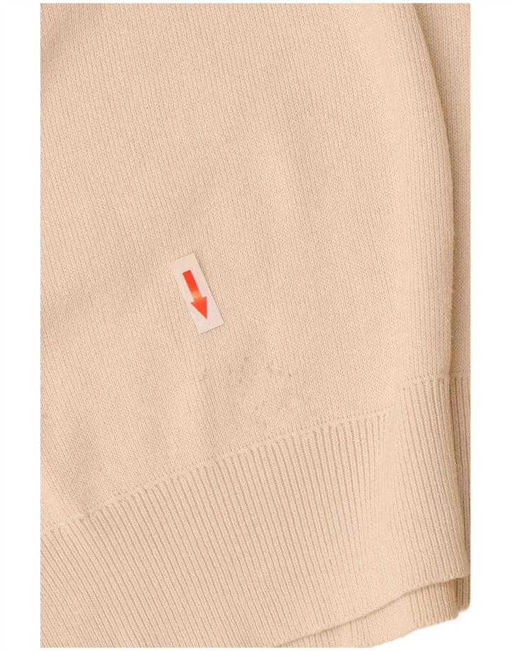 Zara Mens Zip Neck Jumper Sweater Large Off White Cotton