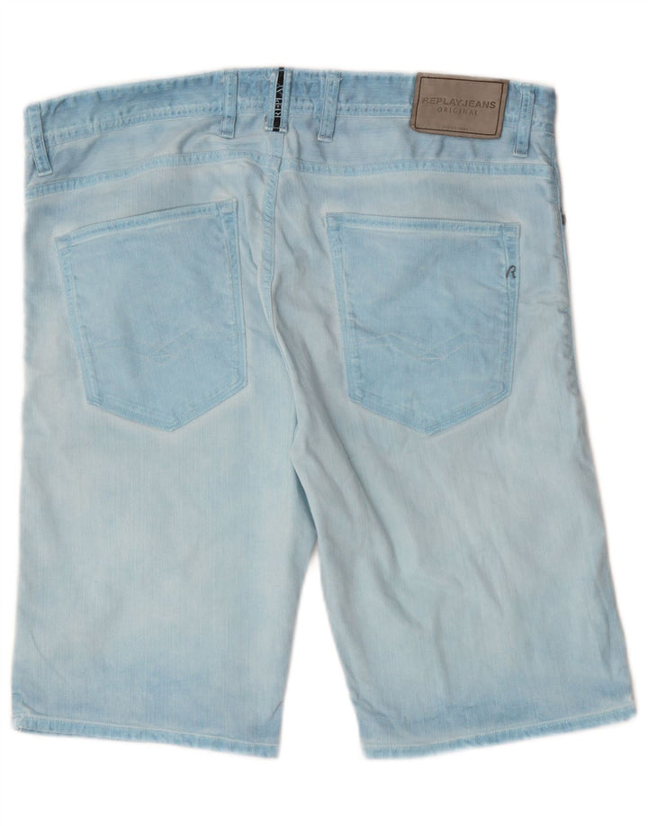 Replay Mens Denim Shorts W34 Large Blue Cotton