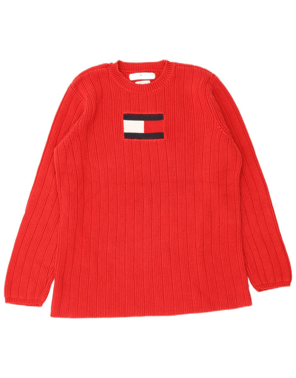 Damski sweter Tommy Hilfiger z graficznym wycięciem pod szyją, UK 14, średni czerwony