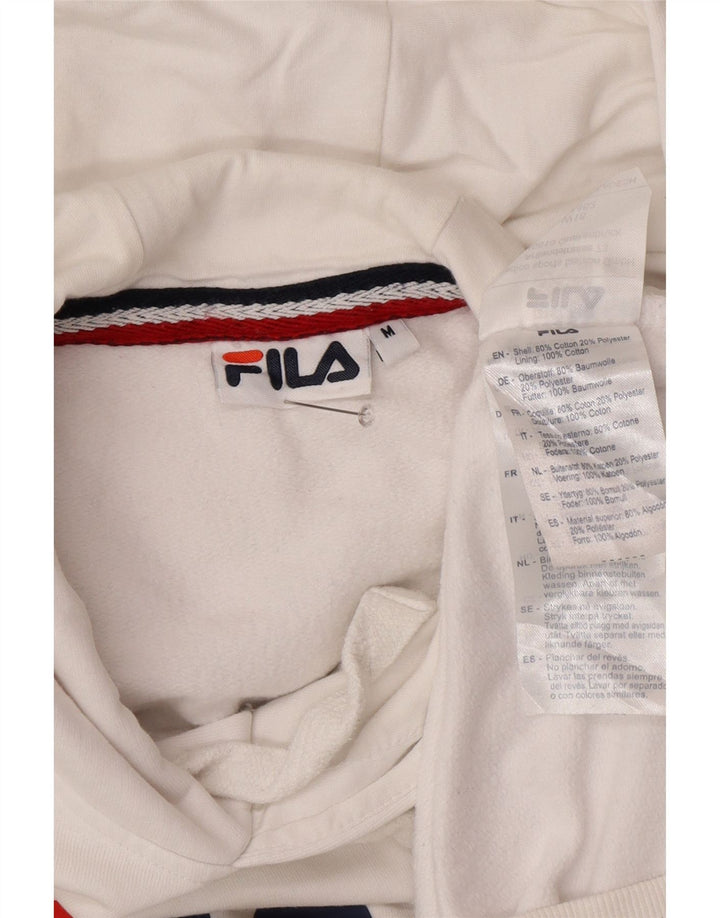FILA Mens Graphic Hoodie Jumper Medium White Cotton