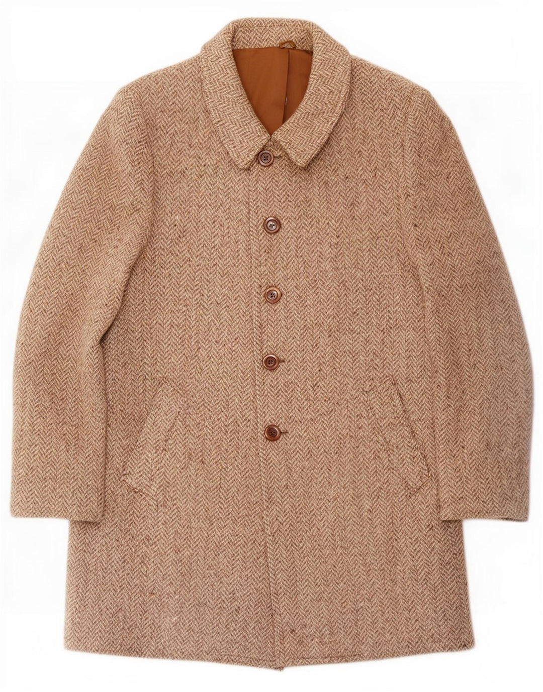 Vintage Herre Overfrakke UK 36 Small Beige Sildeben