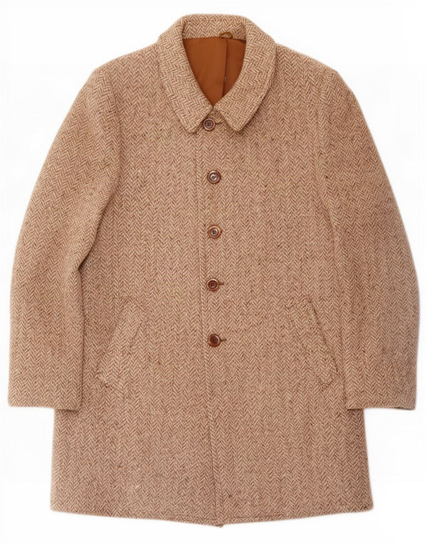 Vintage Herre Overfrakke UK 36 Small Beige Sildeben