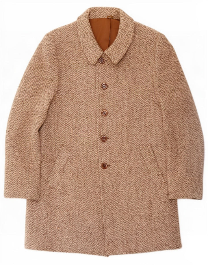 Vintage Herre Overfrakke UK 36 Small Beige Sildeben
