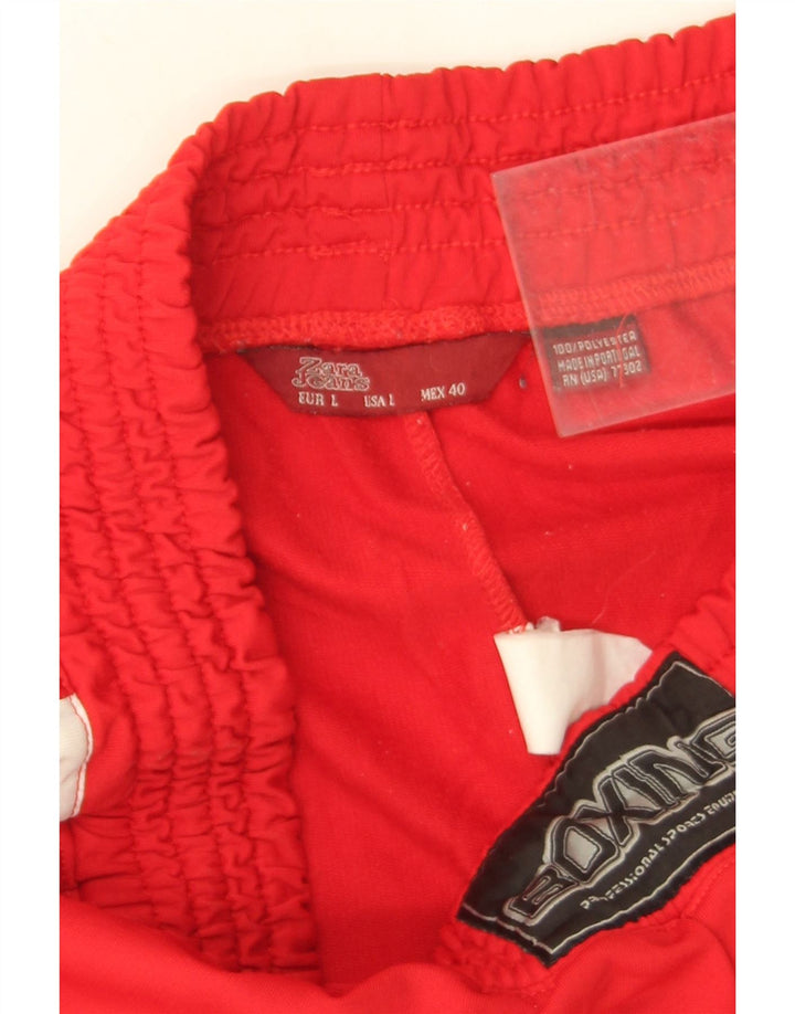 Zara Mens Tracksuit Trousers  Large Red Colourblock Polyester