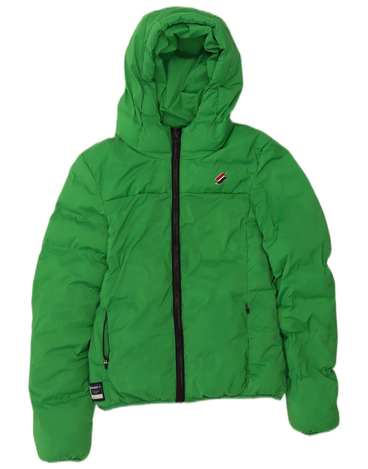 Superdry Veste matelassée à capuche pour femme UK 8 Small Vert Polyester