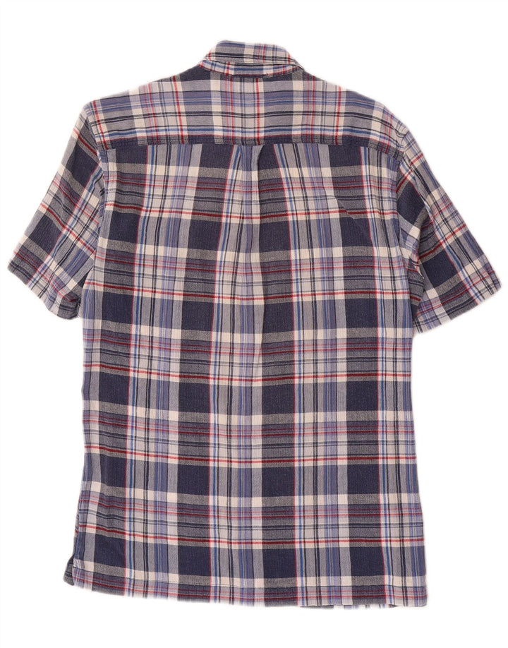 EDDIE BAUER Mens Classic Fit Short Sleeve Shirt Medium Blue Check Cotton