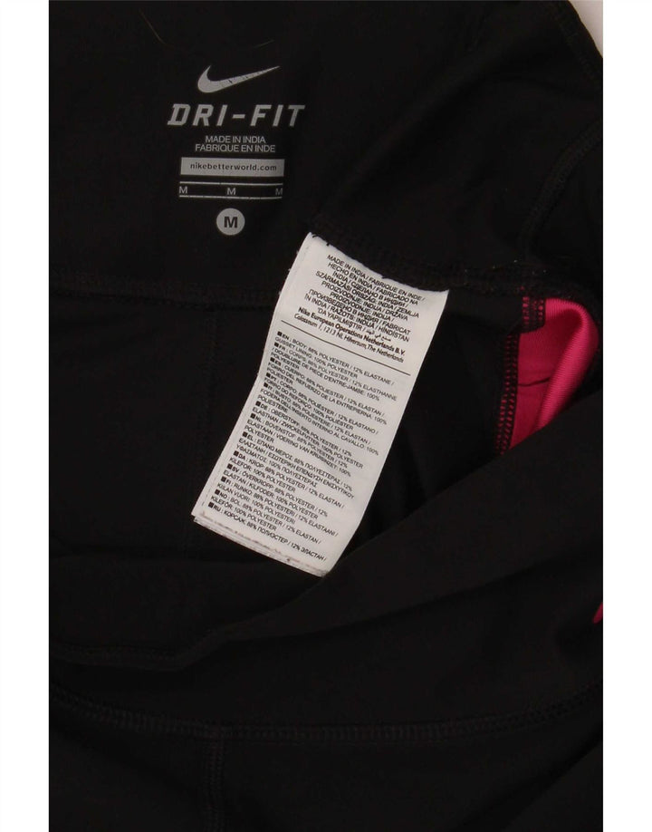 Nike Womens Dri Fit Capri Leggings UK 14 Medium Black Colourblock Polyester