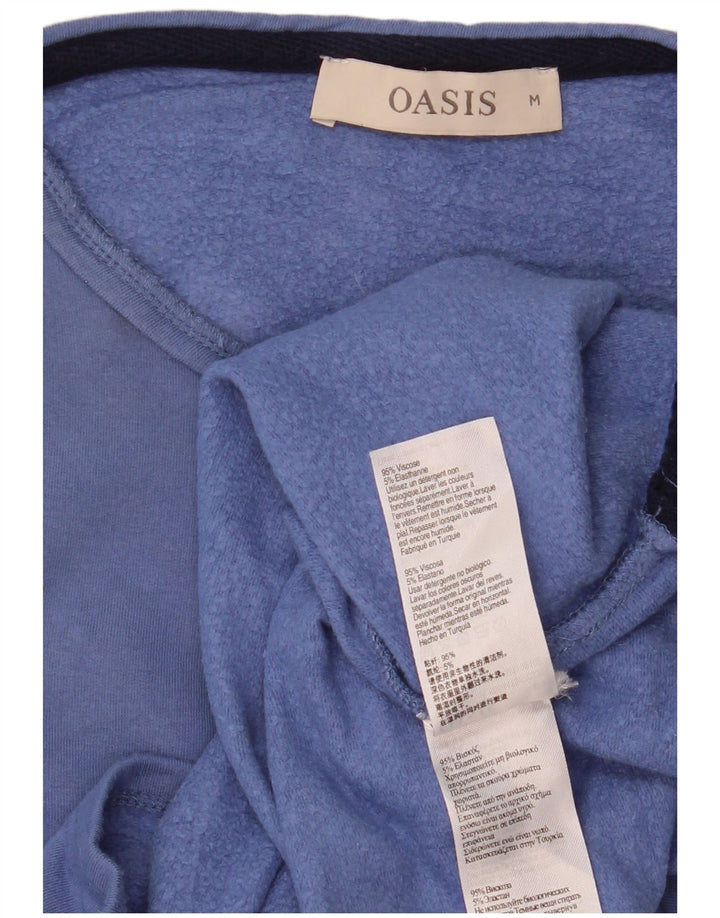 Oasis Womens Abstract Pattern Sweatshirt Jumper UK 12 Medium Blue Viscose