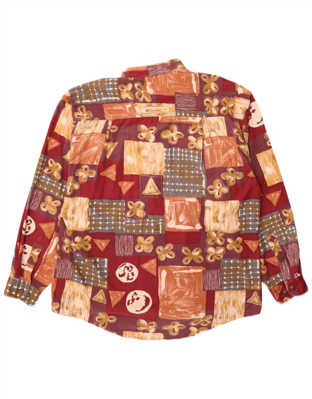 MCNEAL Mens Corduroy Shirt XL Burgundy Patchwork