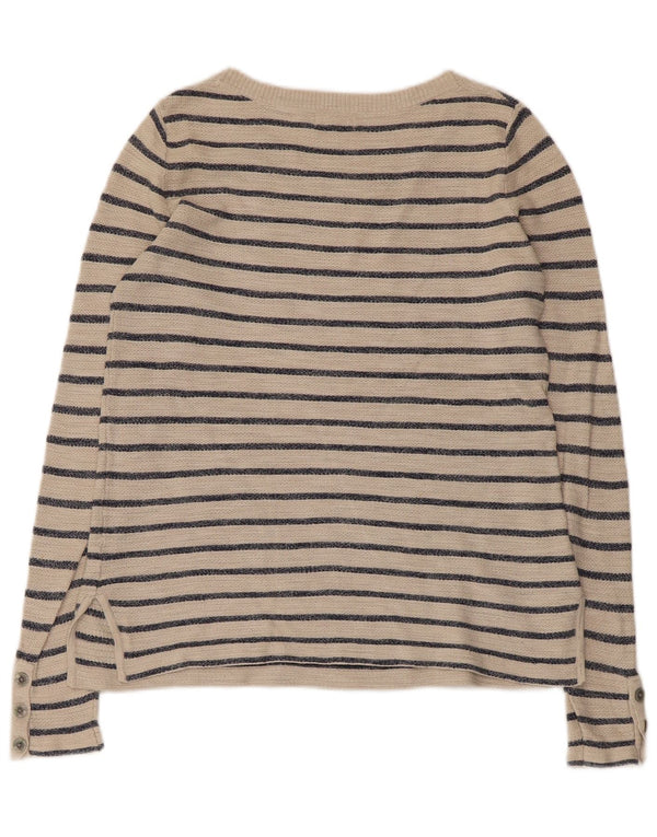 Fat Face Womens Boat Neck Jumper Sweater UK 10 Small Grey Striped