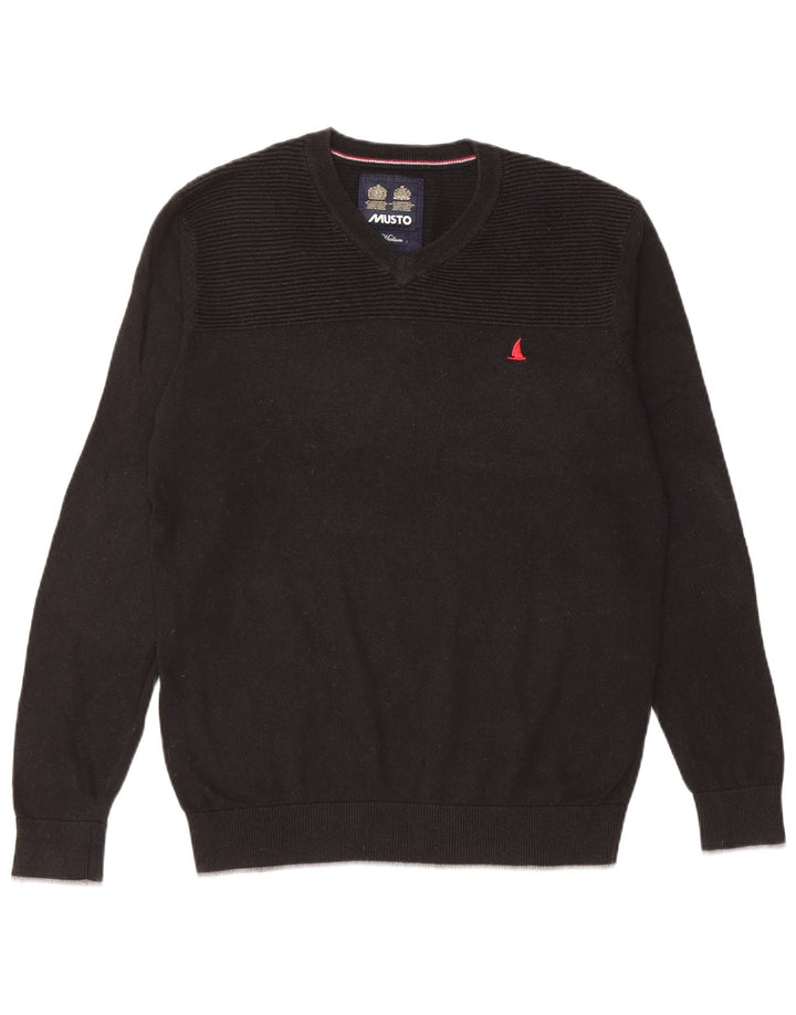 Musto Herre V-hals sweater Medium Sort Bomuld
