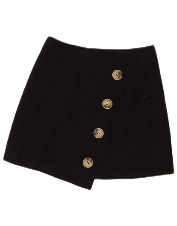 Topshop Womens Wrap Skirt UK 6 XS W26  Black Cotton