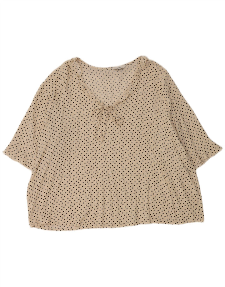 Marks & Spencer Womens Ruffle Front Blouse Top UK 18 XL Off White Polka Dot