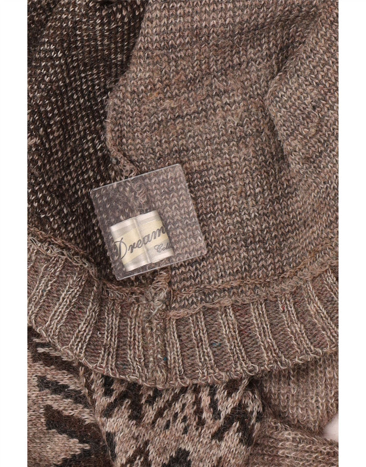 Dream Mens Roll Neck Jumper Sweater Large Brown Geometric