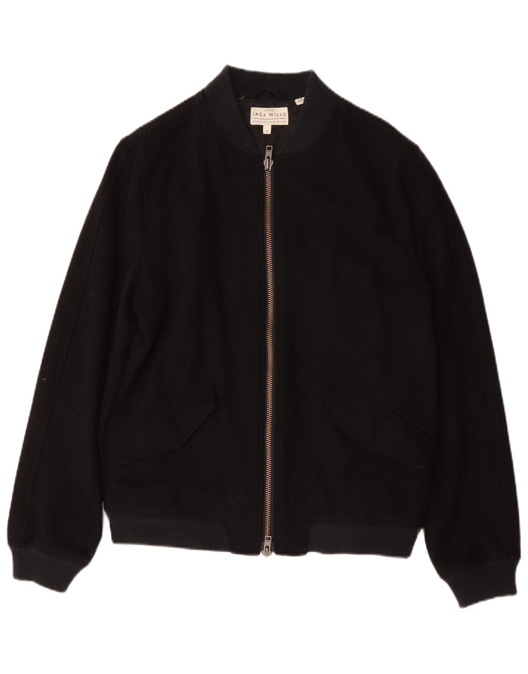Jack Wills Mens Bomber Jacket UK 38 Medium Navy Blue Wool