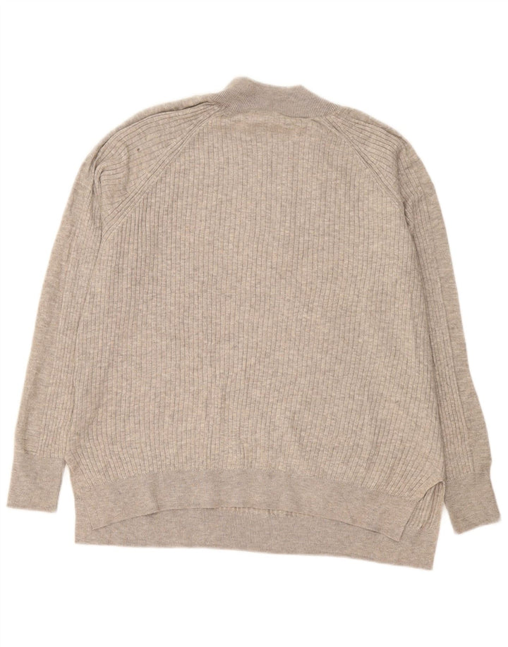 Marks & Spencer Pull Col Zippé Homme Gris Moyen Viscose