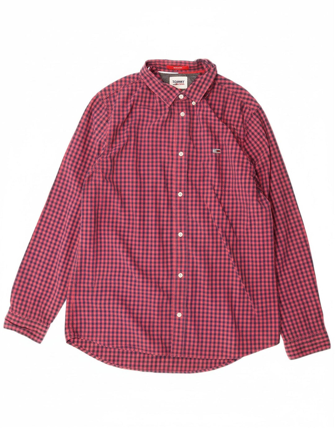 TOMMY HILFIGER Mens Regular Fit Shirt Large Red Gingham Cotton