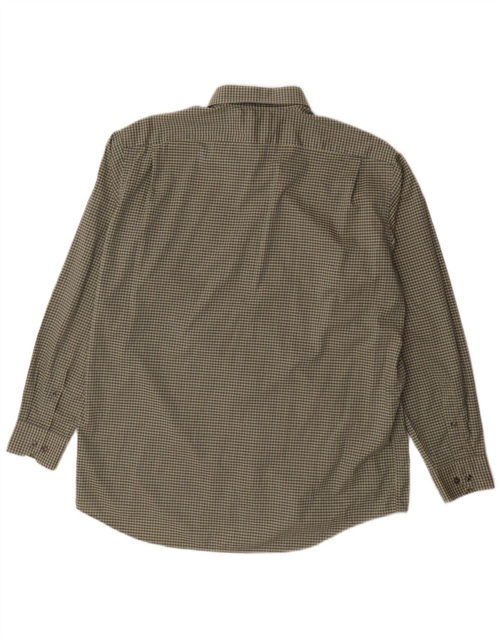 Lacoste Mens Shirt Size 42 Large Khaki Gingham Cotton