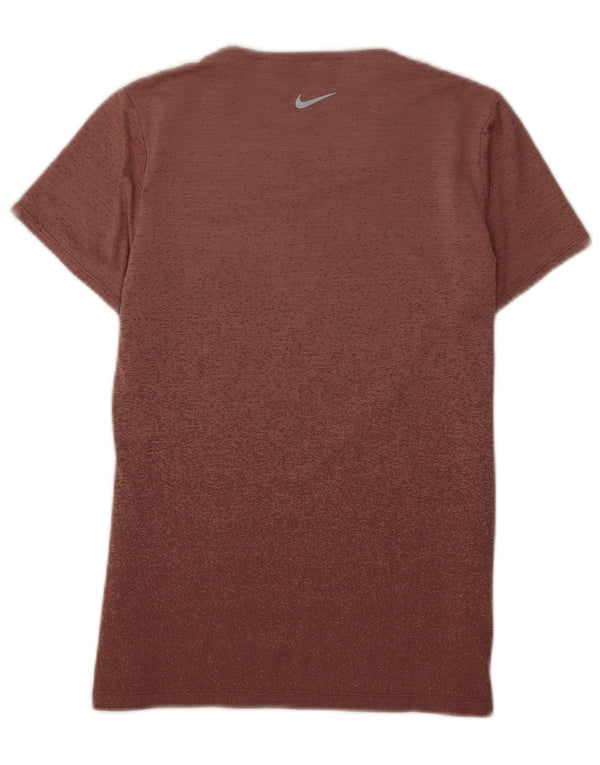 Nike Womens Dri Fit Short Sleeve T-Shirt Top UK 12 Medium Brown Flecked