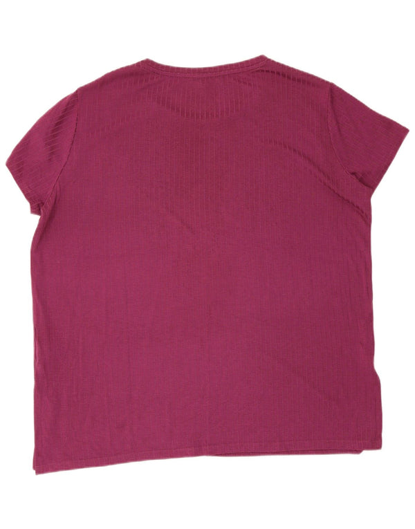 Marks & Spencer Womens T-Shirt Top UK 18 XL Purple Pinstripe Viscose