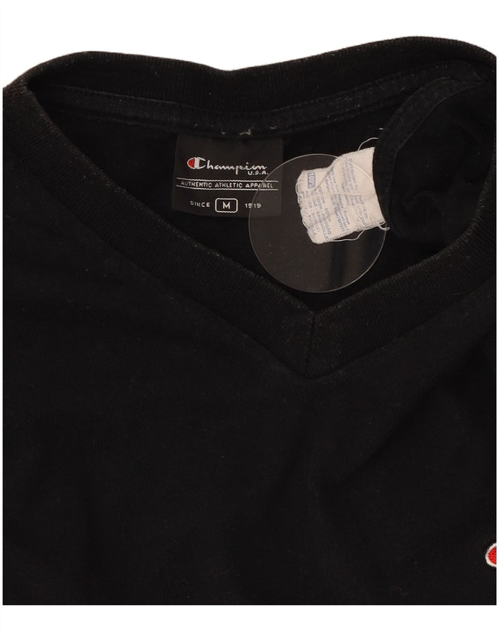 Champion Mens T-Shirt Top Medium Black Cotton