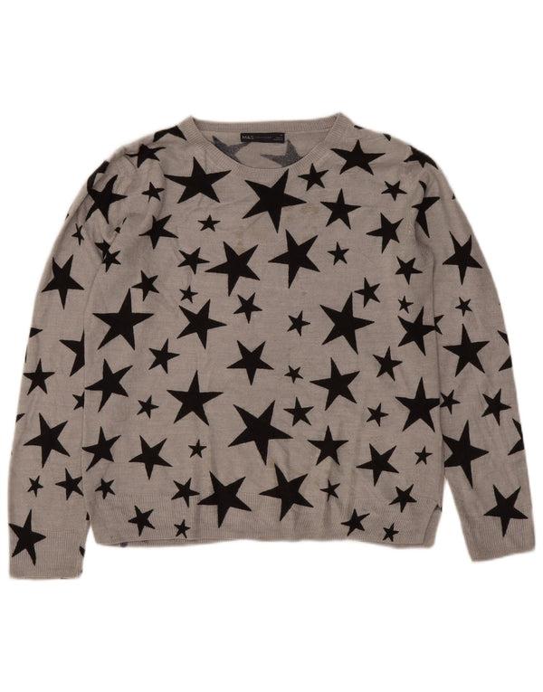 Marks & Spencer Dame Boat Neck Jumper Sweater UK 14 Large Grey